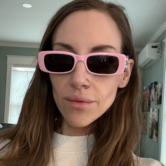 NWT - BALENCIAGA Dynasty Rectangular Sunglasses, 51mm Pink/Silver/Solid - Picture 7 of 12